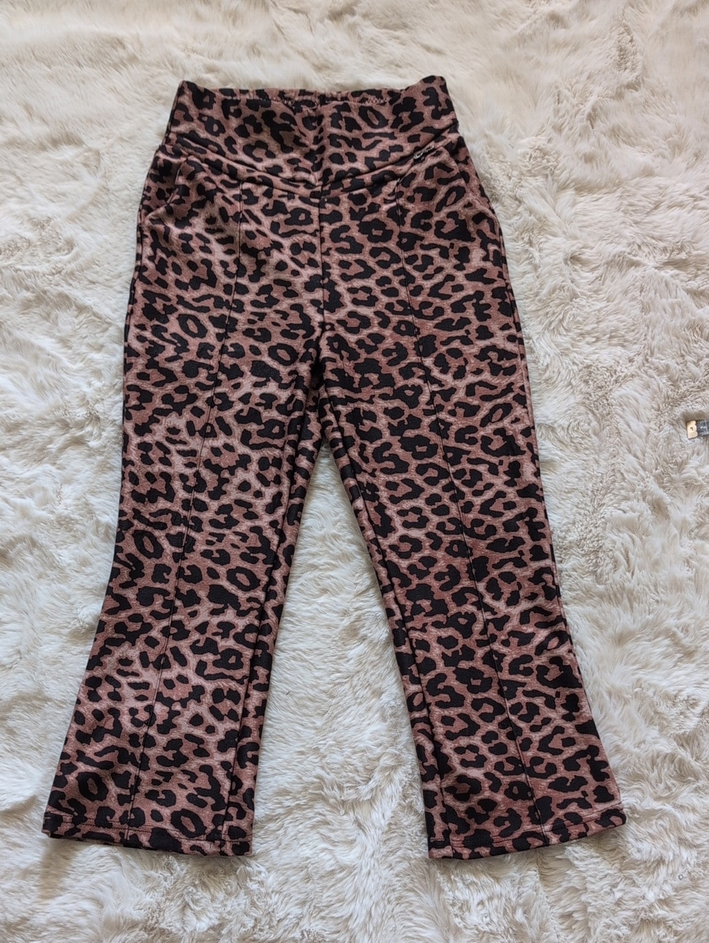 Polished And Poised Leopard Print High-rise Crop Flare Capri Pants